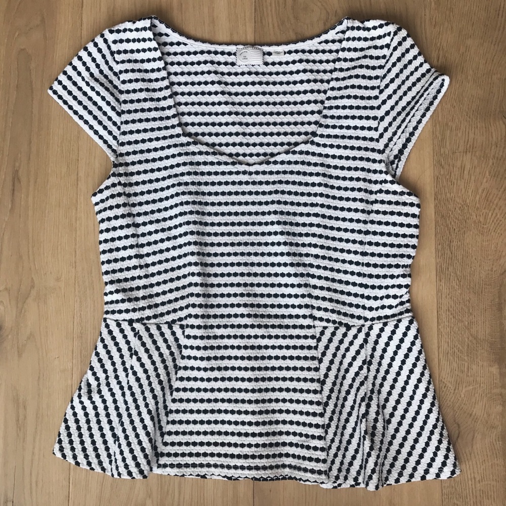 Postmark striped peplum sweetheart top - sz large